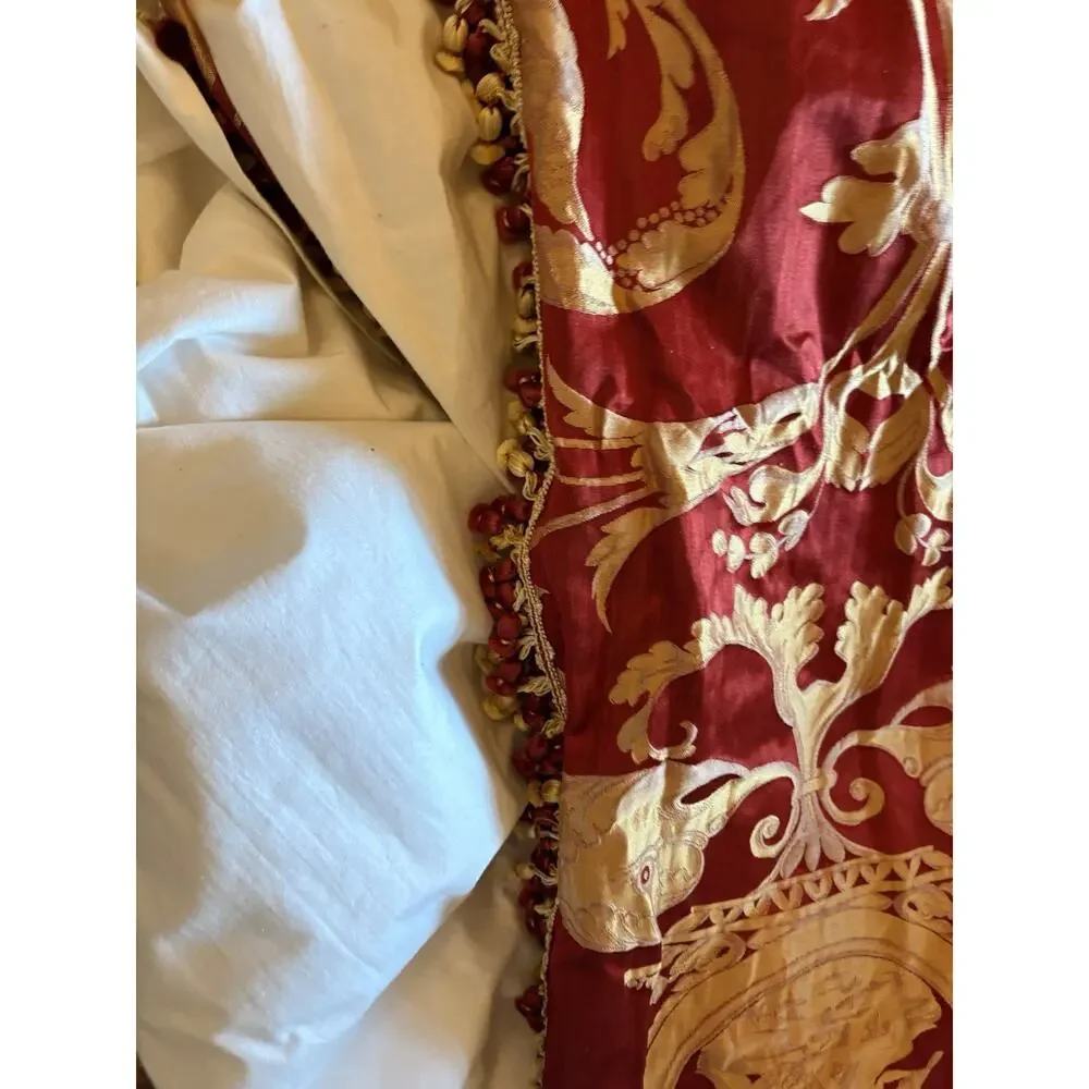 Redelman Red Dolphin Custom Lined Drapery Panels Pr 108x107 Each Jacquard Luxury